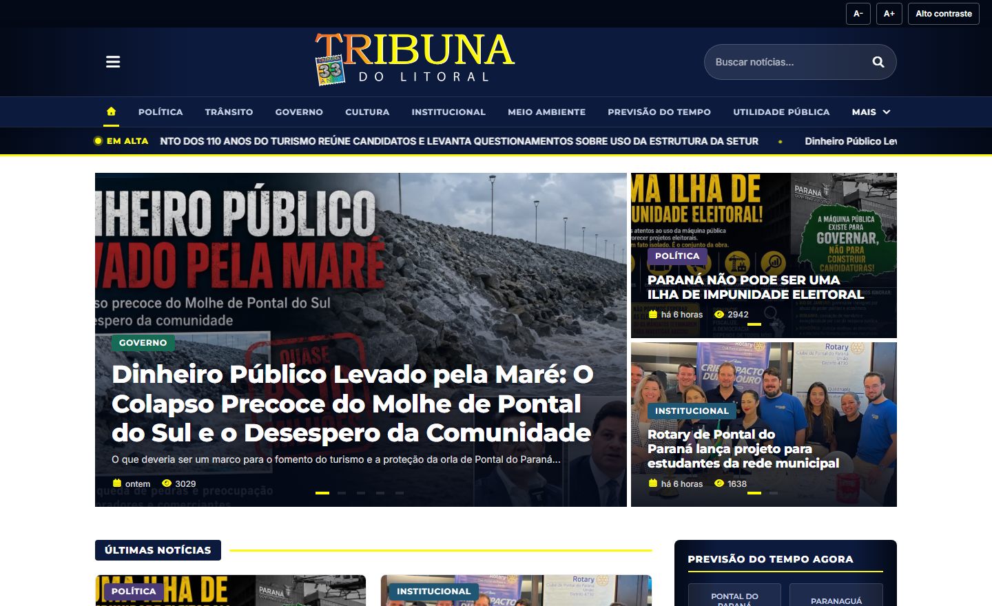 Site Tribuna do Litoral
